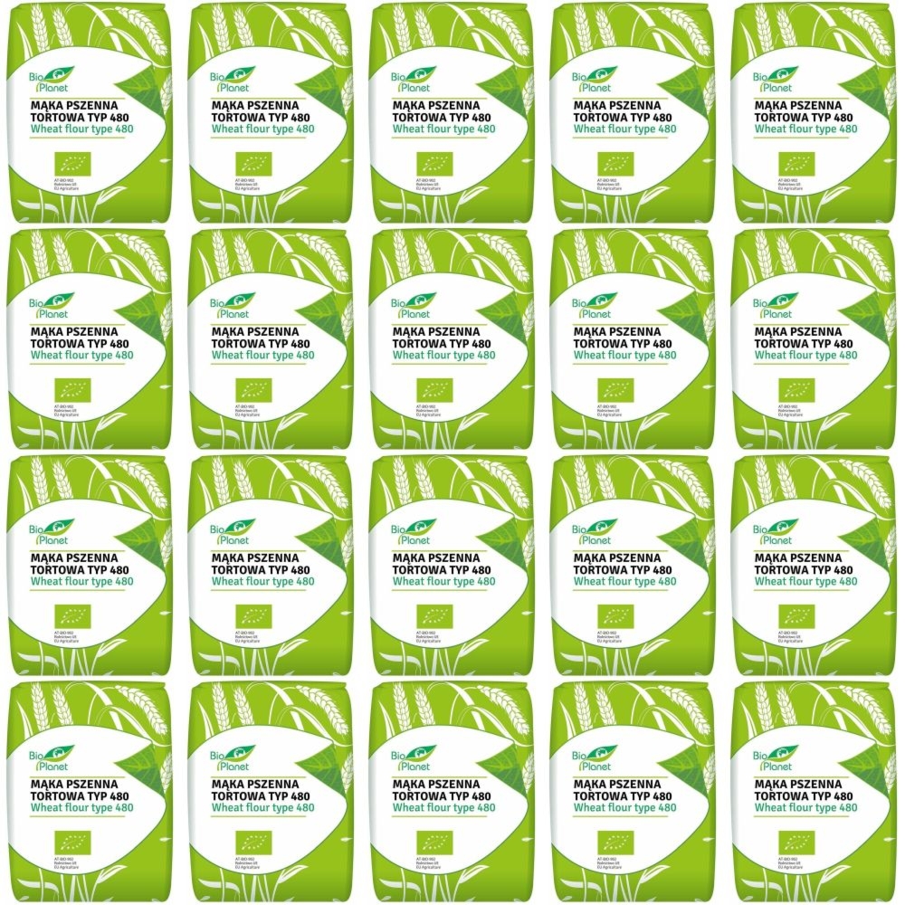 20 x Mąka Pszenna Tortowa Typ 480 Bio 1 kg - Bio Planet - wszechstronna, tortowa, do pierogów i klusek, chleba i bułek, ciast i pizzy