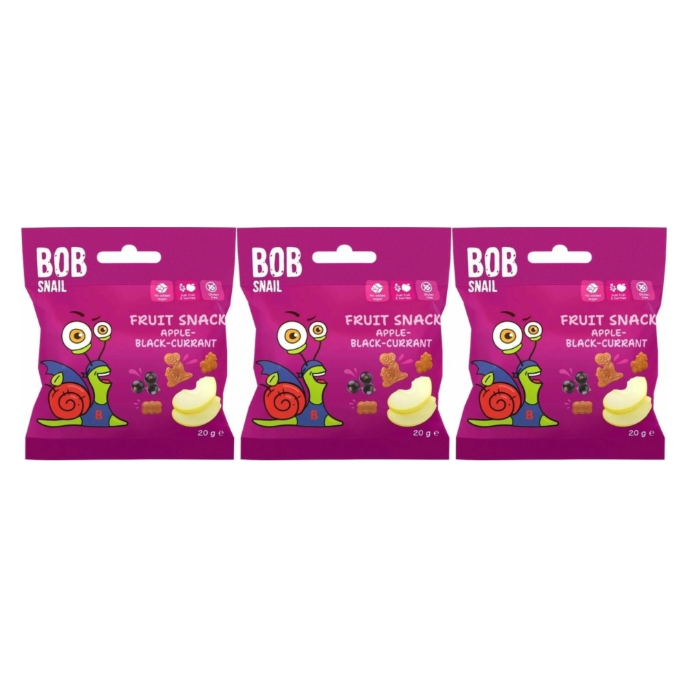 3 x Przekąska Jabłko i Czarna Porzeczka 20 g - Bob Snail