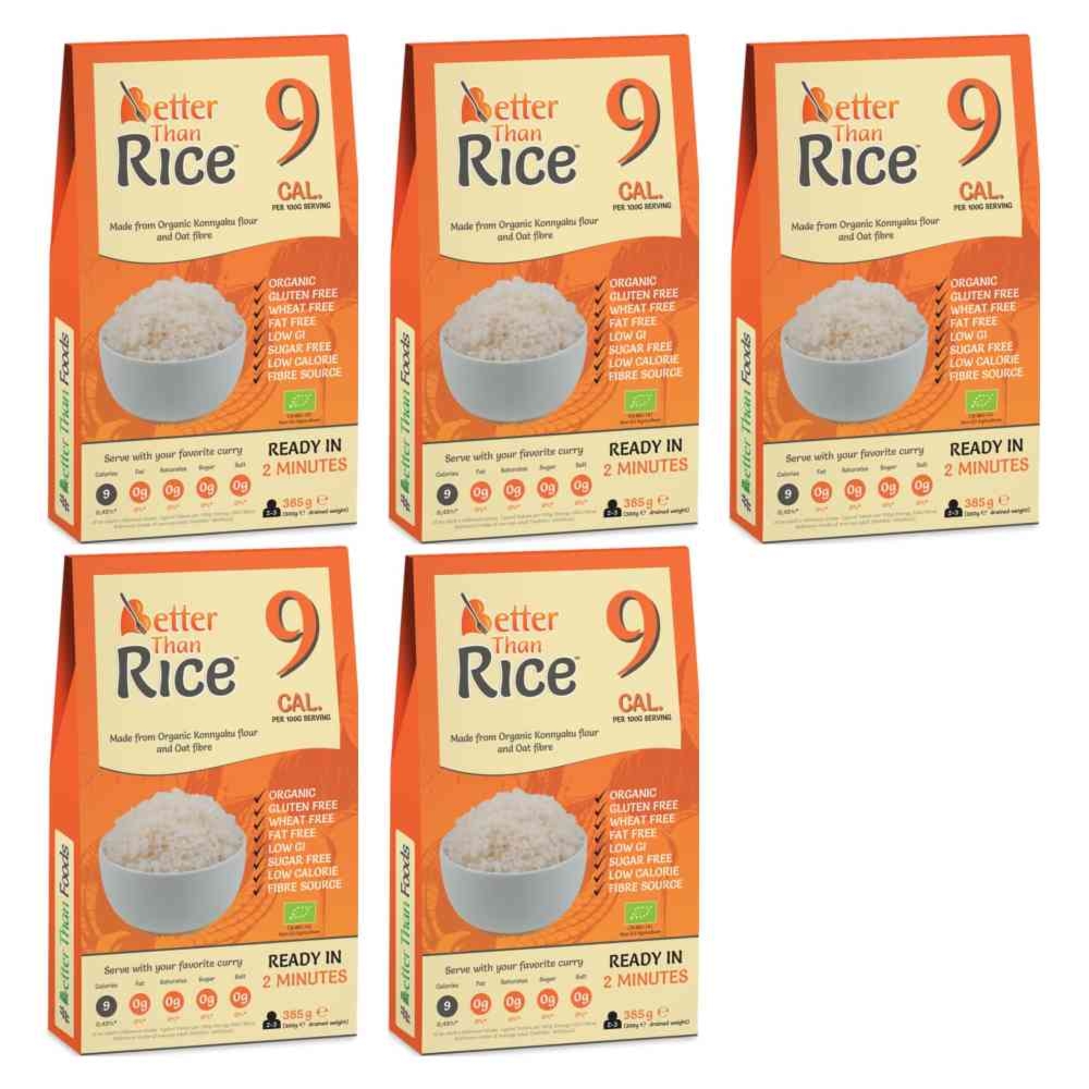 Zestaw 5 x Makaron Konjac w Kształcie Ryżu Bio 385 g (300 g) - Better Than Foods