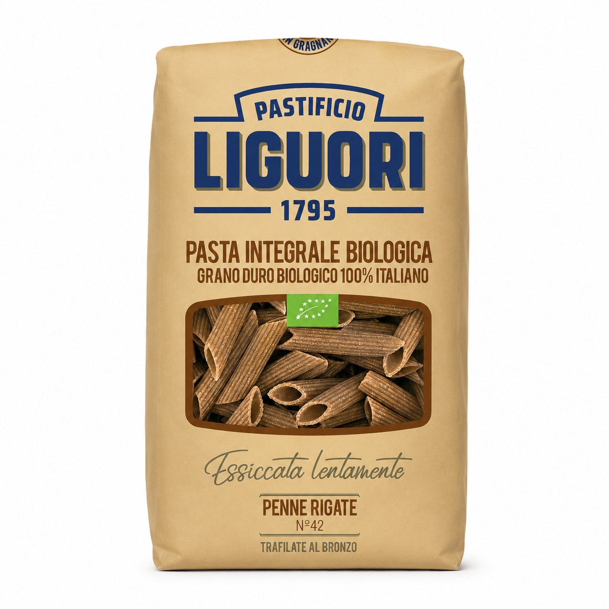 Makaron Pełnoziarnisty z Pszenicy Durum Penne Rigate nr 42 BIO 500 g Liguori
