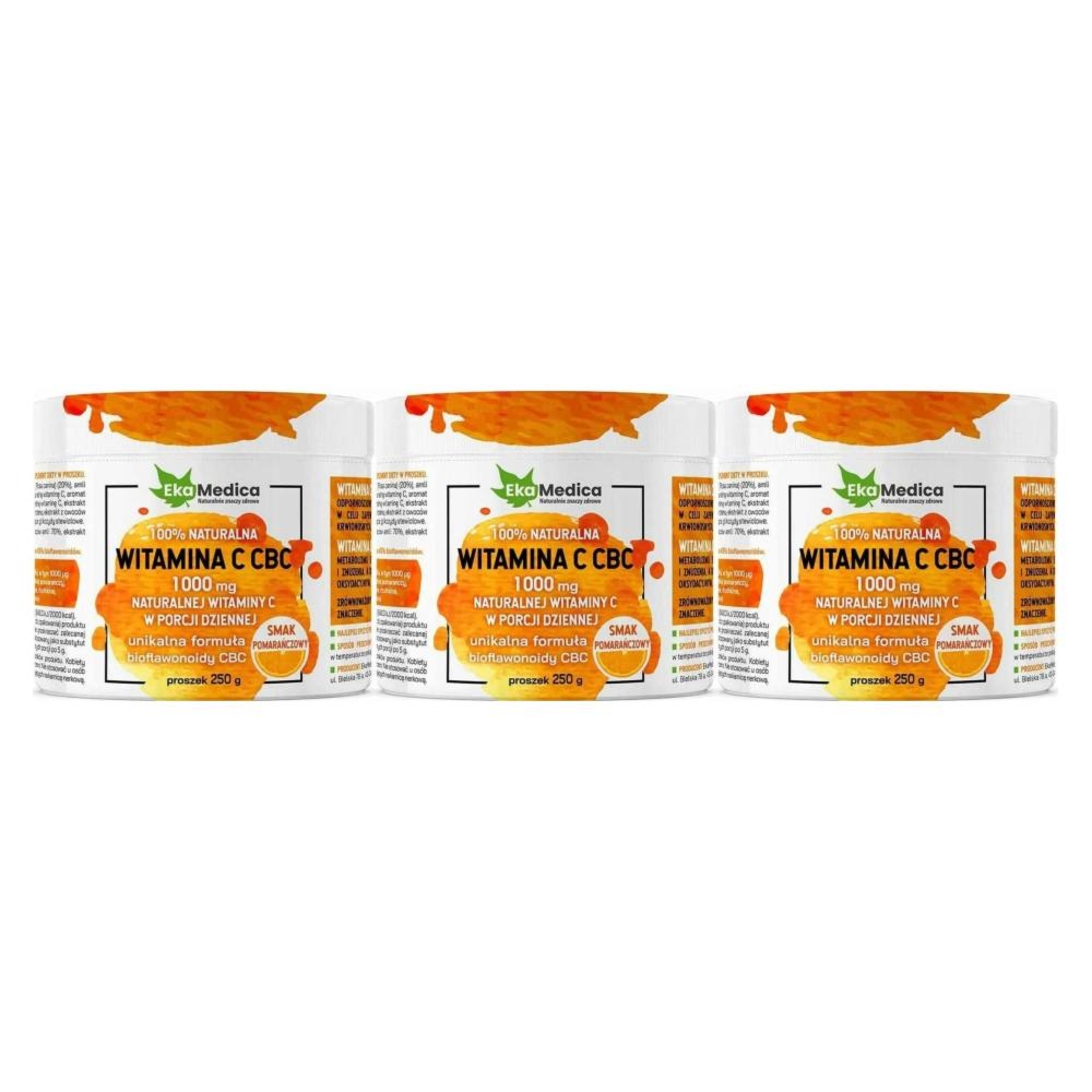 3 x Witamina C CBC Proszek Smak Pomarańczowy 250 g - Ekamedica