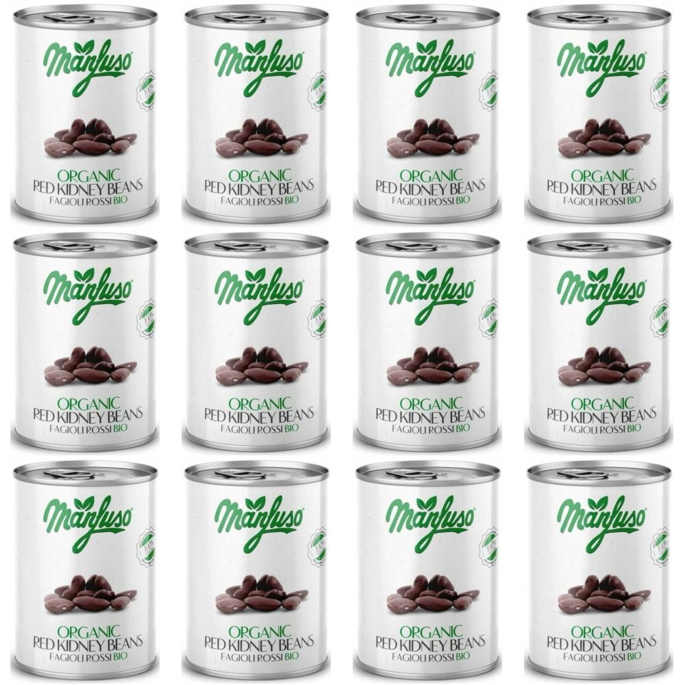 12 x Fasola Czerwona Kidney w Zalewie Bio 400 g (240 g) - Manfuso
