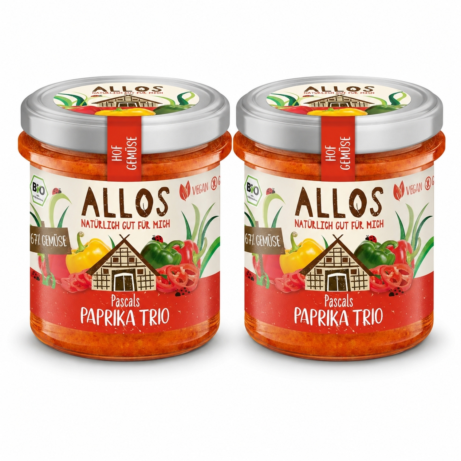 2 x Pasta Warzywna z Trzema Rodzajami Papryki Bio Bezglutenowa 135 g - Allos