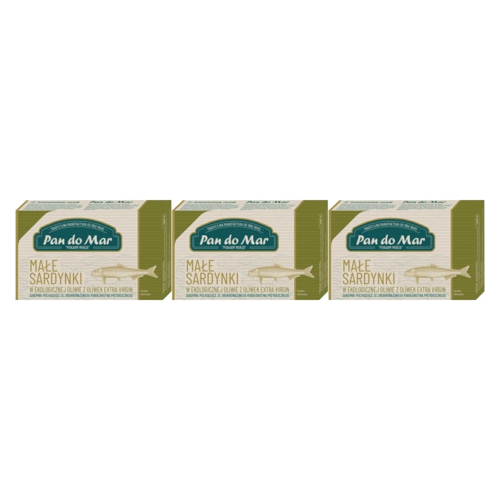 3 x Sardynki w Bio Oliwie z Oliwek 120 g (90 g)  - Pan Do Mar