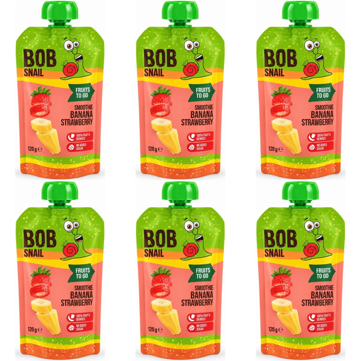 6 x Smoothie Bananowo-Truskawkowe Bez Dodatku Cukru 120 g - Bob Snail