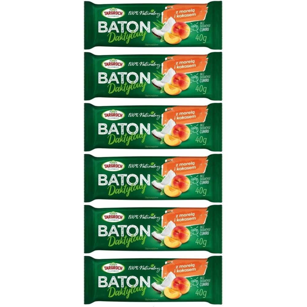 6 x Baton Daktylowy z Kokosem i Morelami 40 g - Targroch