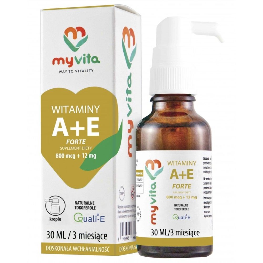 Фото - Вітаміни й мінерали Forte Krople Witamina A 800 mcg +E 12 mg  30 ml - MyVita 