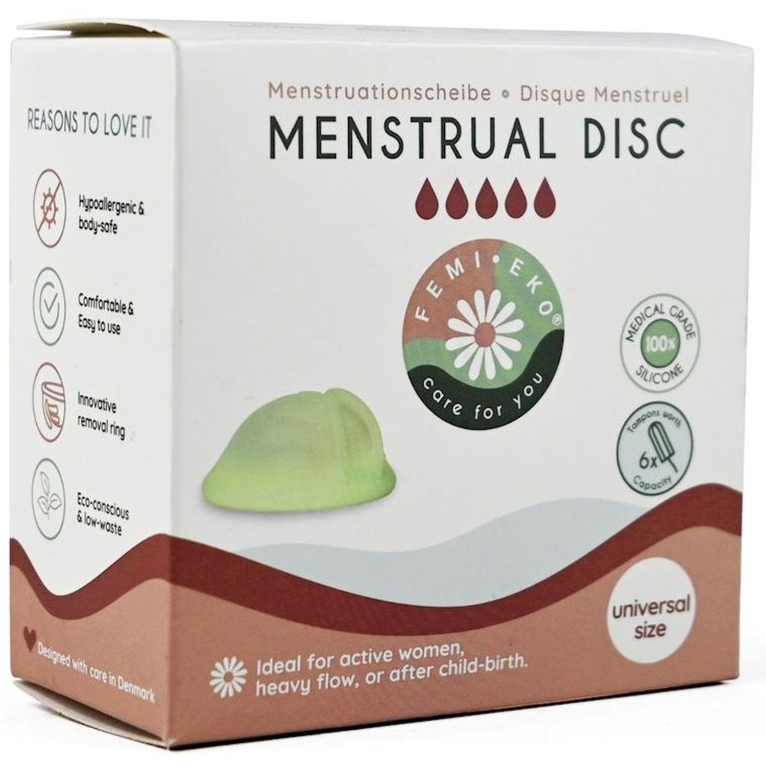 Dysk Menstruacyjny Uniwersalny Zielony 1 Sztuka - Femi.Eko