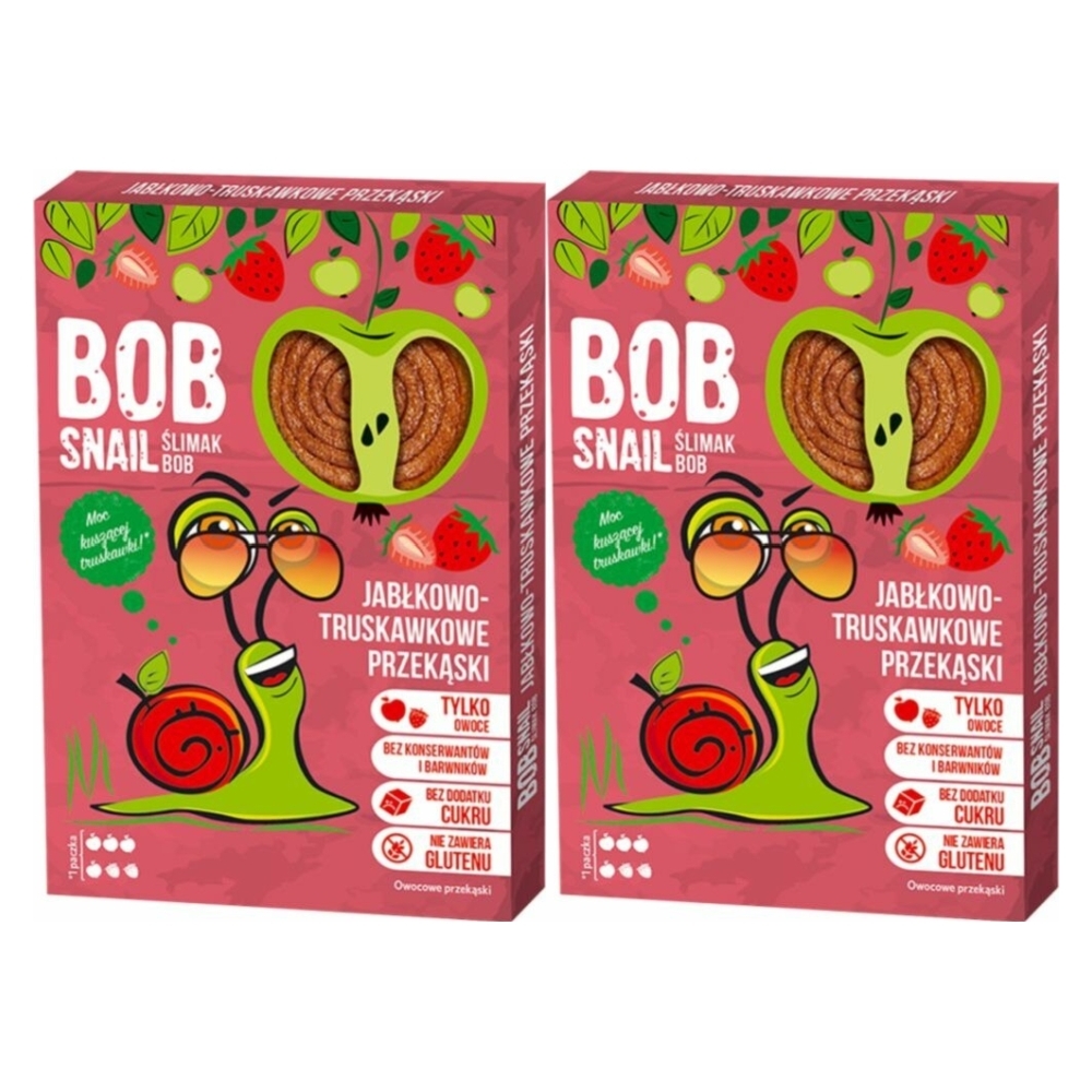 2 x Przekąska Jabłko i Truskawka Bez Dodatku Cukru 60 g - Bob Snail
