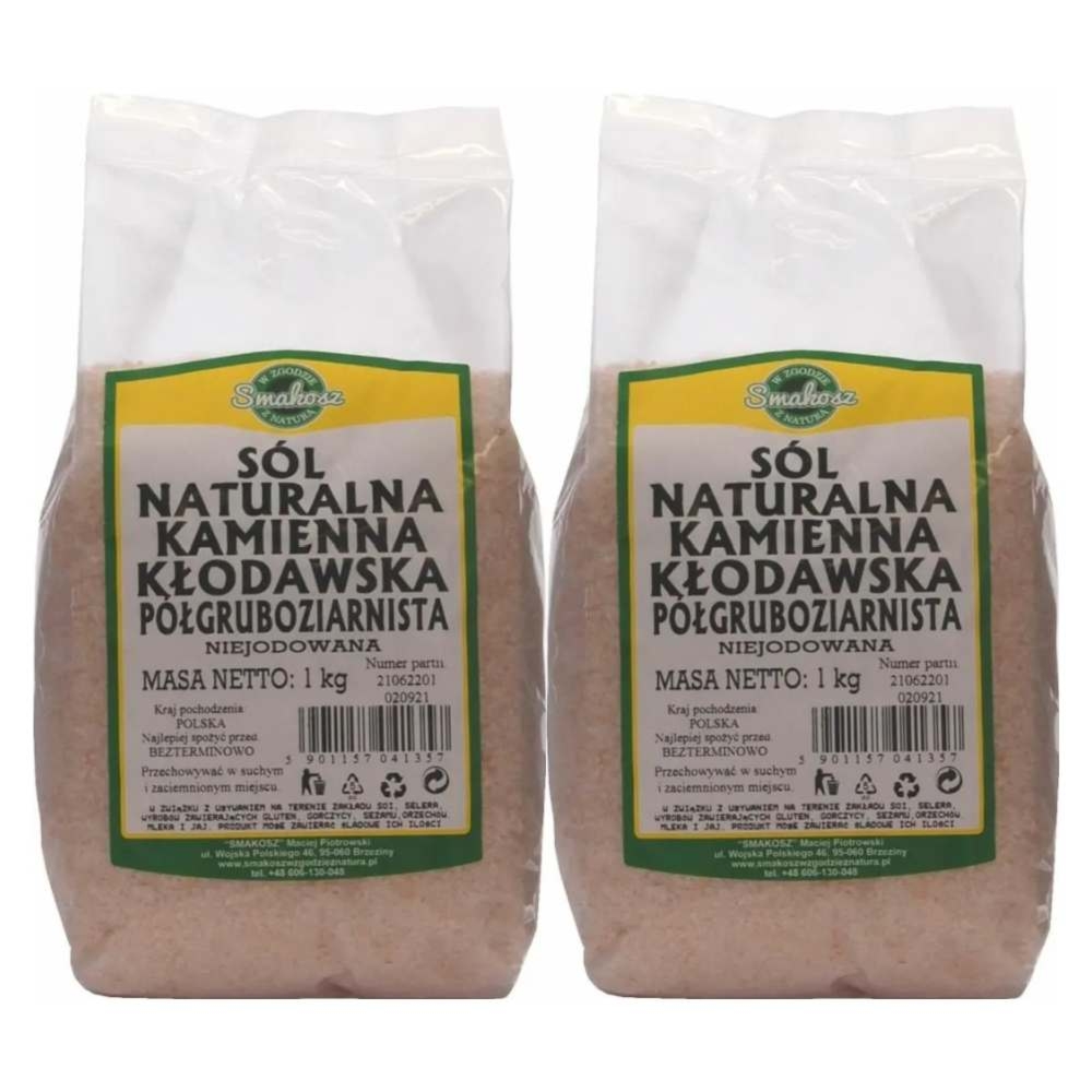 2 x Sól Kamienna Kłodawska Półgruboziarnista Niejodowana 1 kg Smakosz