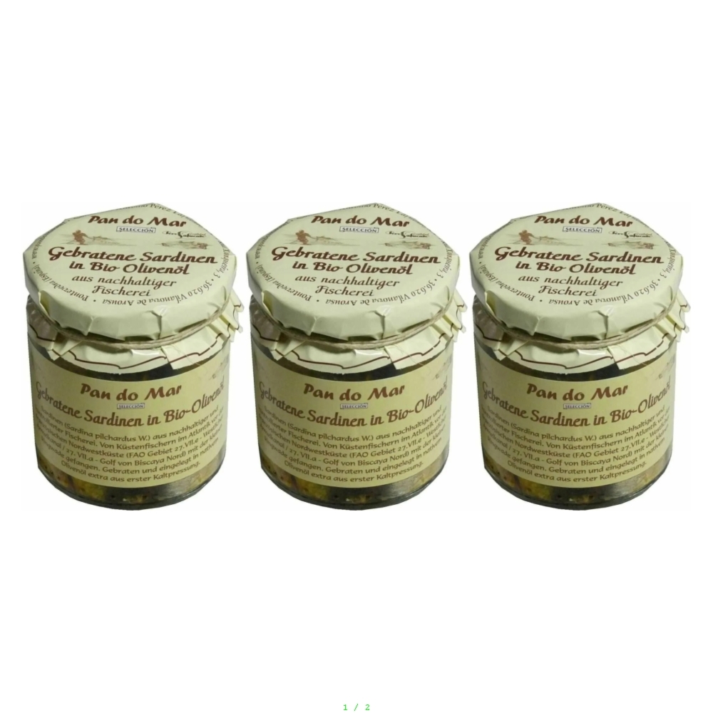 3 x Sardynki Smażone w Bio Oliwie z Oliwek 220 g (154 g) - Pan do Mar