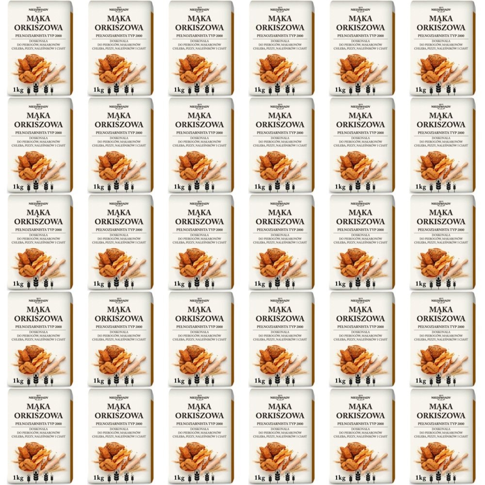 30 x Mąka Orkiszowa Pełnoziarnista Typ 2000 1 kg - Młyn Niedźwiady
