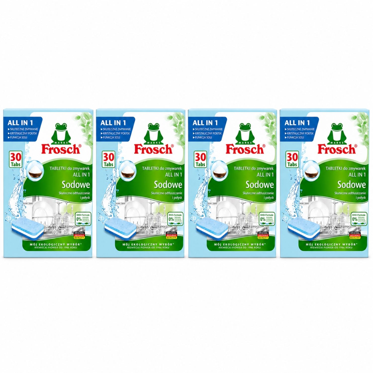 4 x Sodowe Tabletki do Zmywarek All in One 30 Sztuk - Frosch