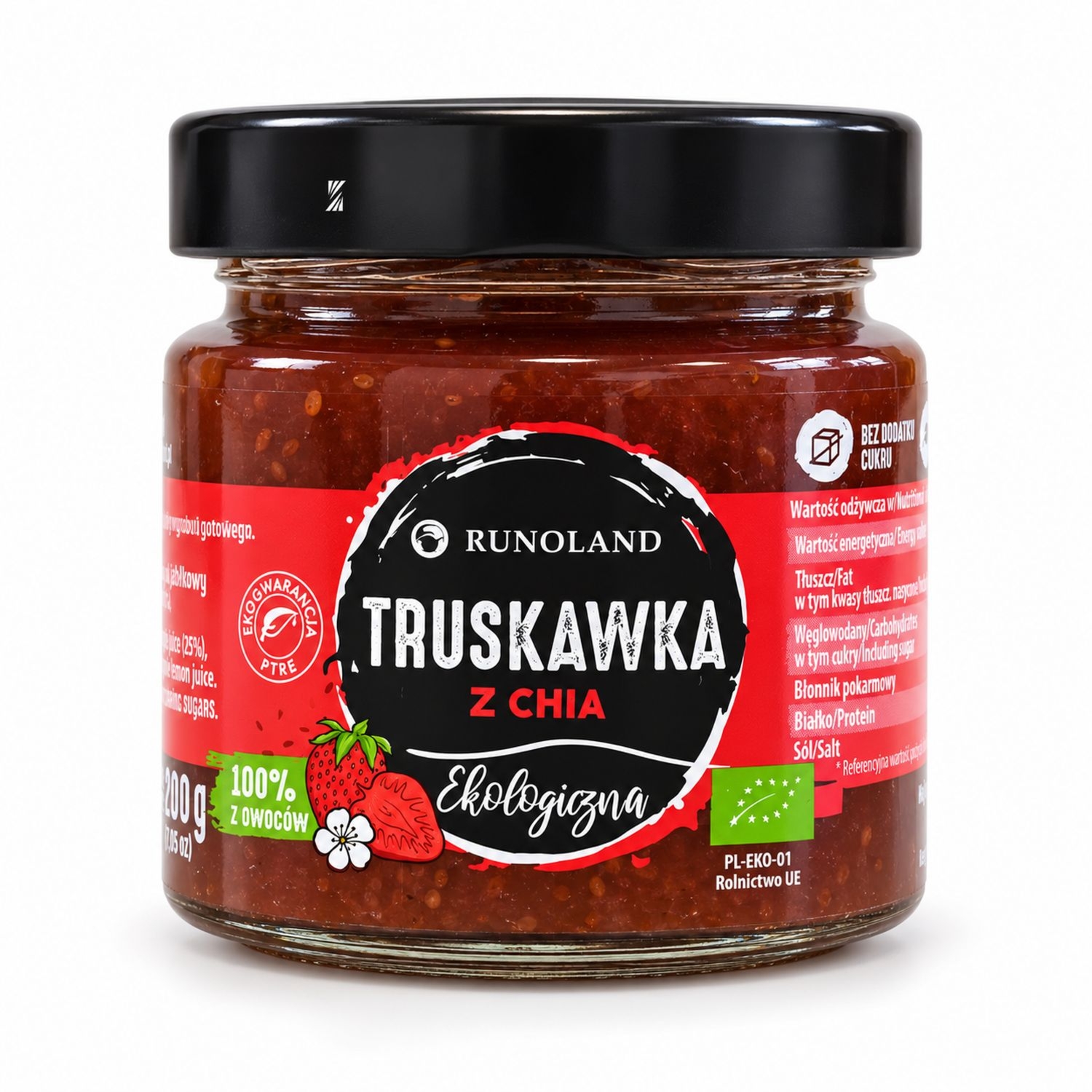 Truskawka z Chia Bez Dodatku Cukru Bio 200 g - Runoland