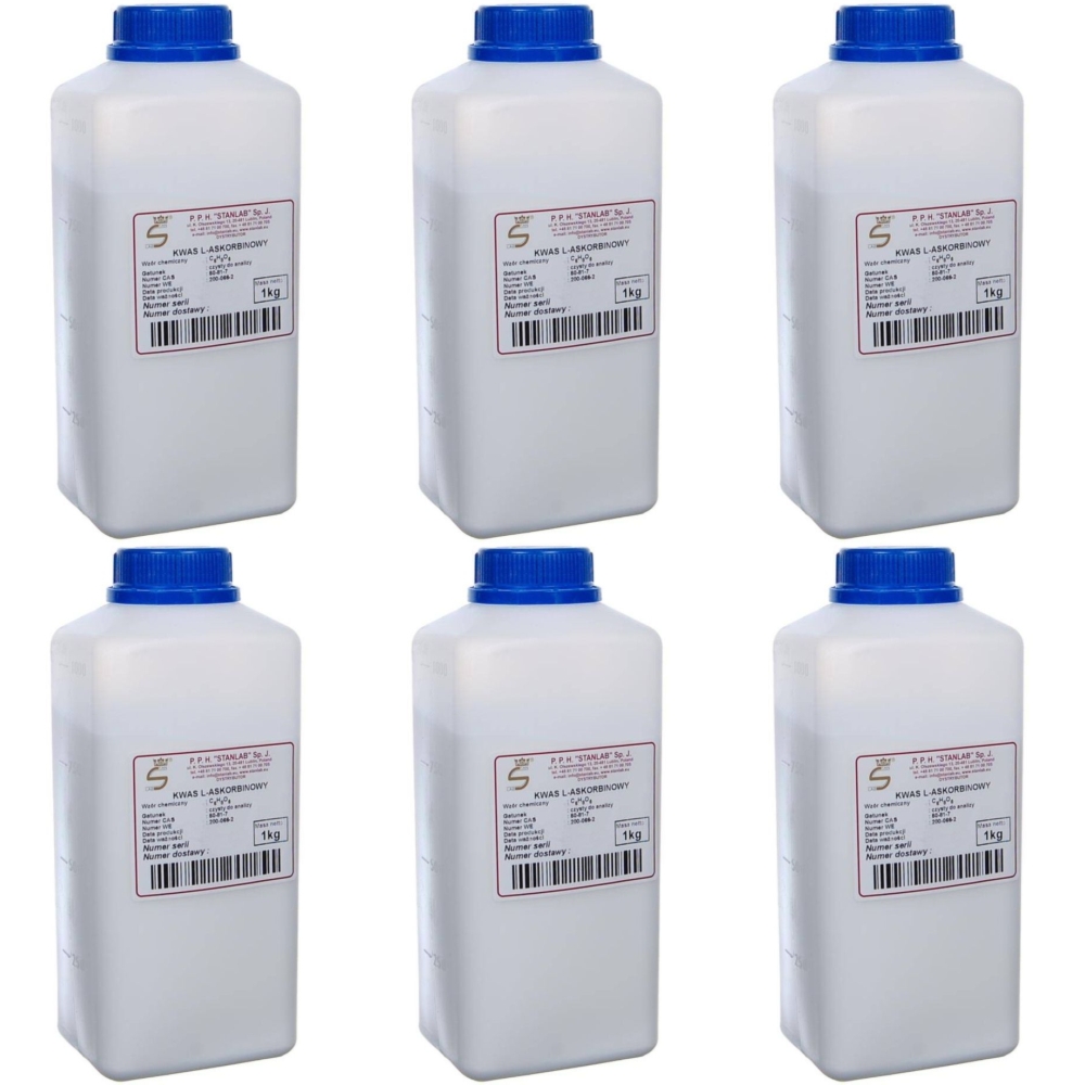 Zestaw 6 x Kwas L-Askorbinowy 1 kg Witamina C CZDA 1000 g Stanlab