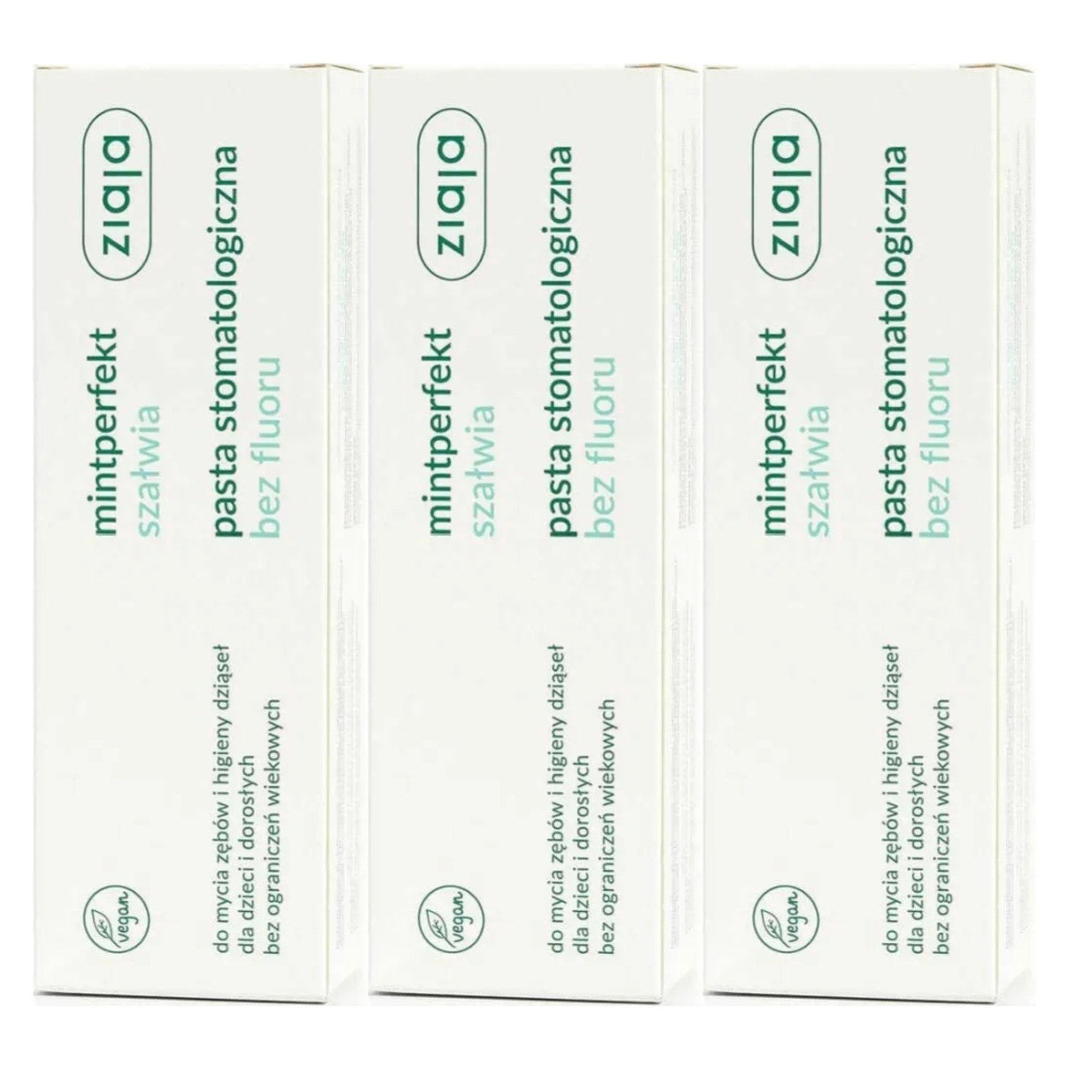 3 x MintPerfekt Szałwia Pasta Stomatologiczna Bez Fluoru 75 ml - Ziaja