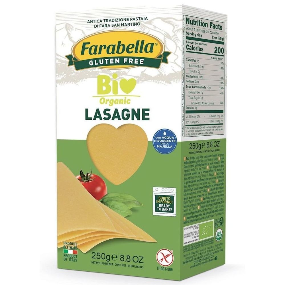 Makaron Kukurydziano - Ryżowy Lasagne Bezglutenowy Bio 250 g - Farabella