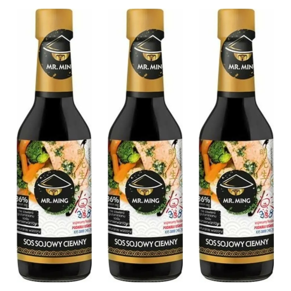 3 x Sos Sojowy Ciemny 36% 150 ml - Mr. Ming