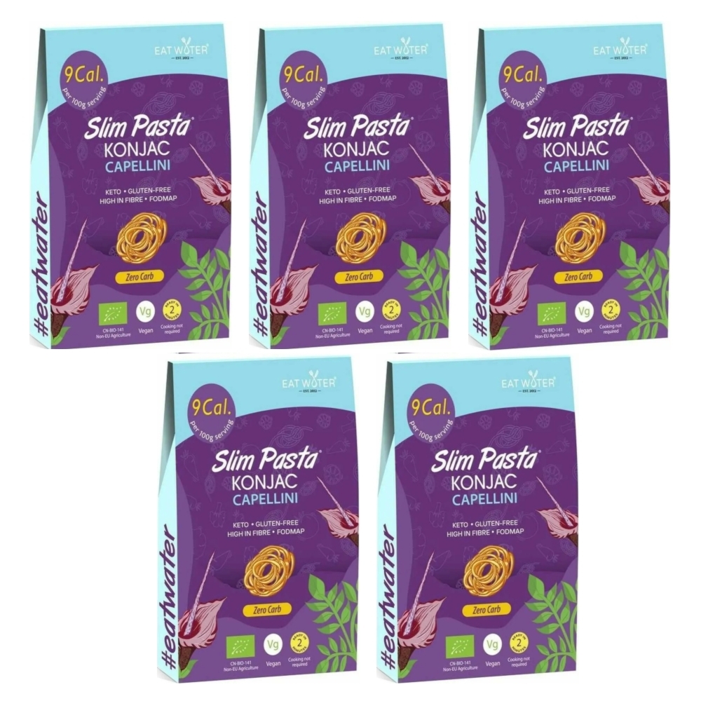 5 x Makaron Konjac Capellini Bezglutenowy Bio 270 g (200 g) - SLIM PASTA
