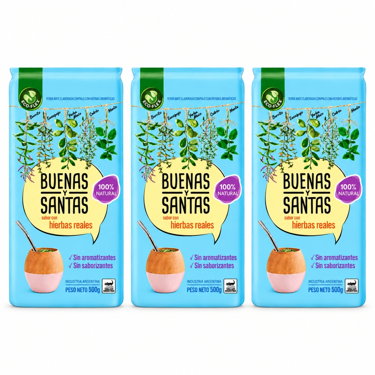3 x Yerba Mate Buenas y Santas 500 g
