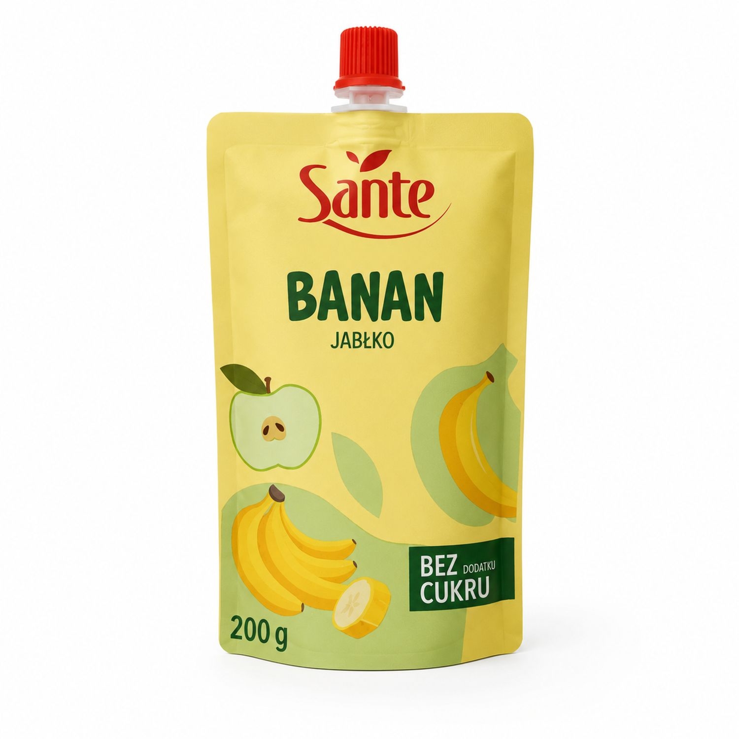 Mus Banan Jabłko Bez Dodatku Cukru 200 g - Sante