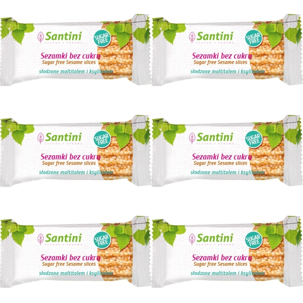 Zestaw 6 x Sezamki Bez Dodatku Cukru z Ksylitolem i Maltitolem 27 g - Santini