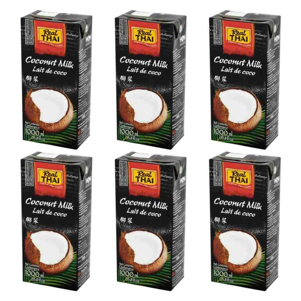 Zestaw 6 x Mleko Kokosowe UHT 85% Ekstrakt Kokosa 1L - RealThai