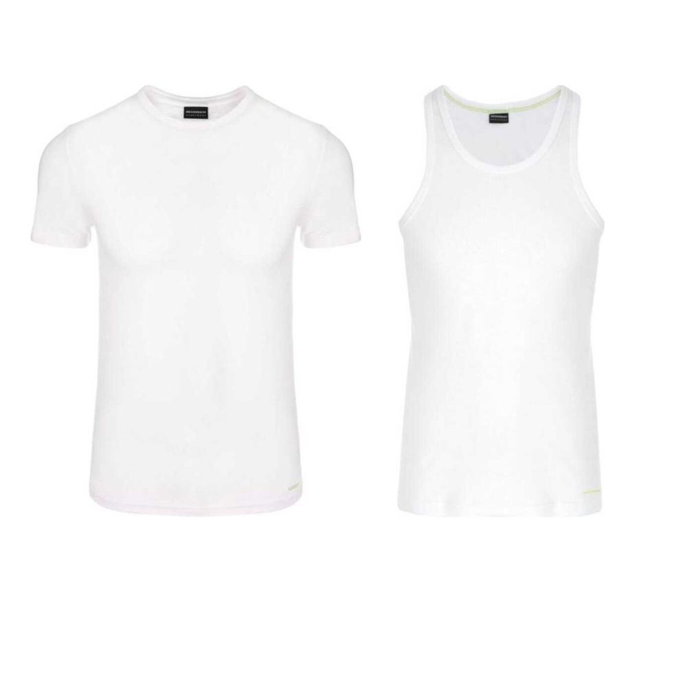 Koszulka Męska Bambusowa T-SHIRT Biała Rozmiar XXL - Henderson + Koszulka Męska na Ramiączkach Bambusowa Biała Rozmiar XXL - Henderson