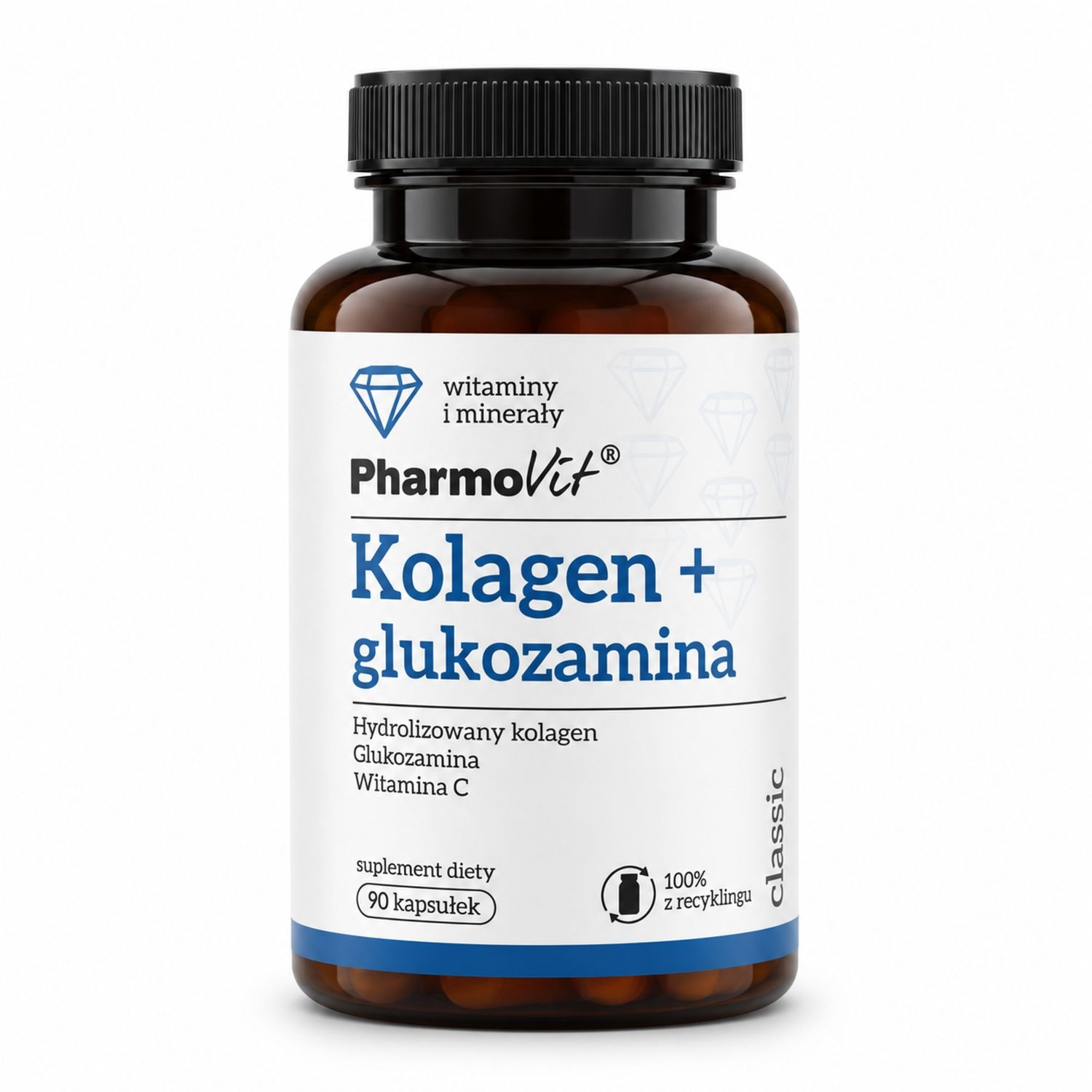 Kolagen+ Glukozamina z Witaminą C 90 Kapsułek - Pharmovit