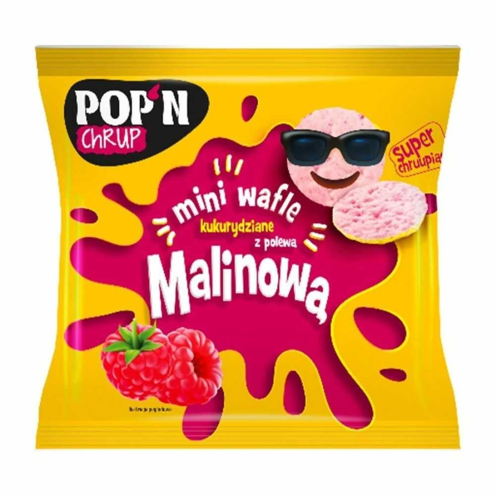Mini Wafelki Kukurydziane z Polewą Malinową 35 g - Sante