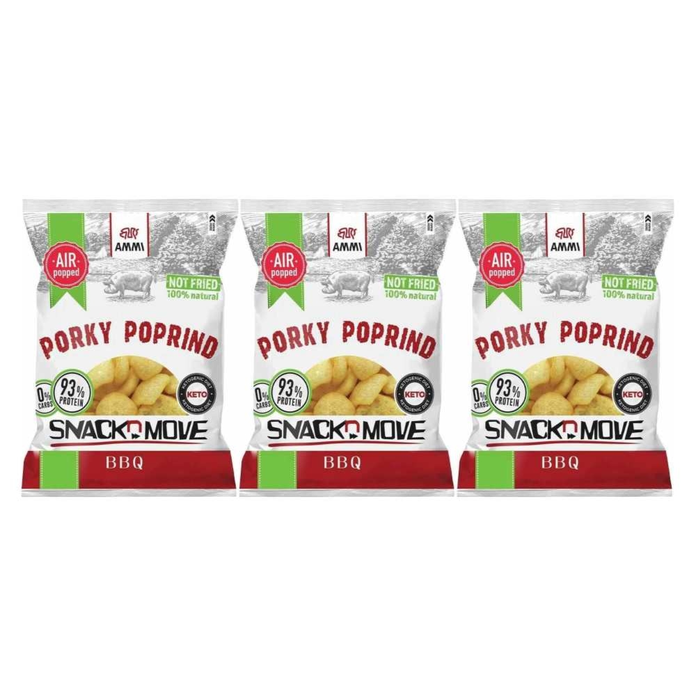 3 x Prażynki Wieprzowe Keto Prażone Powietrzem BBQ 30 g - AMMI