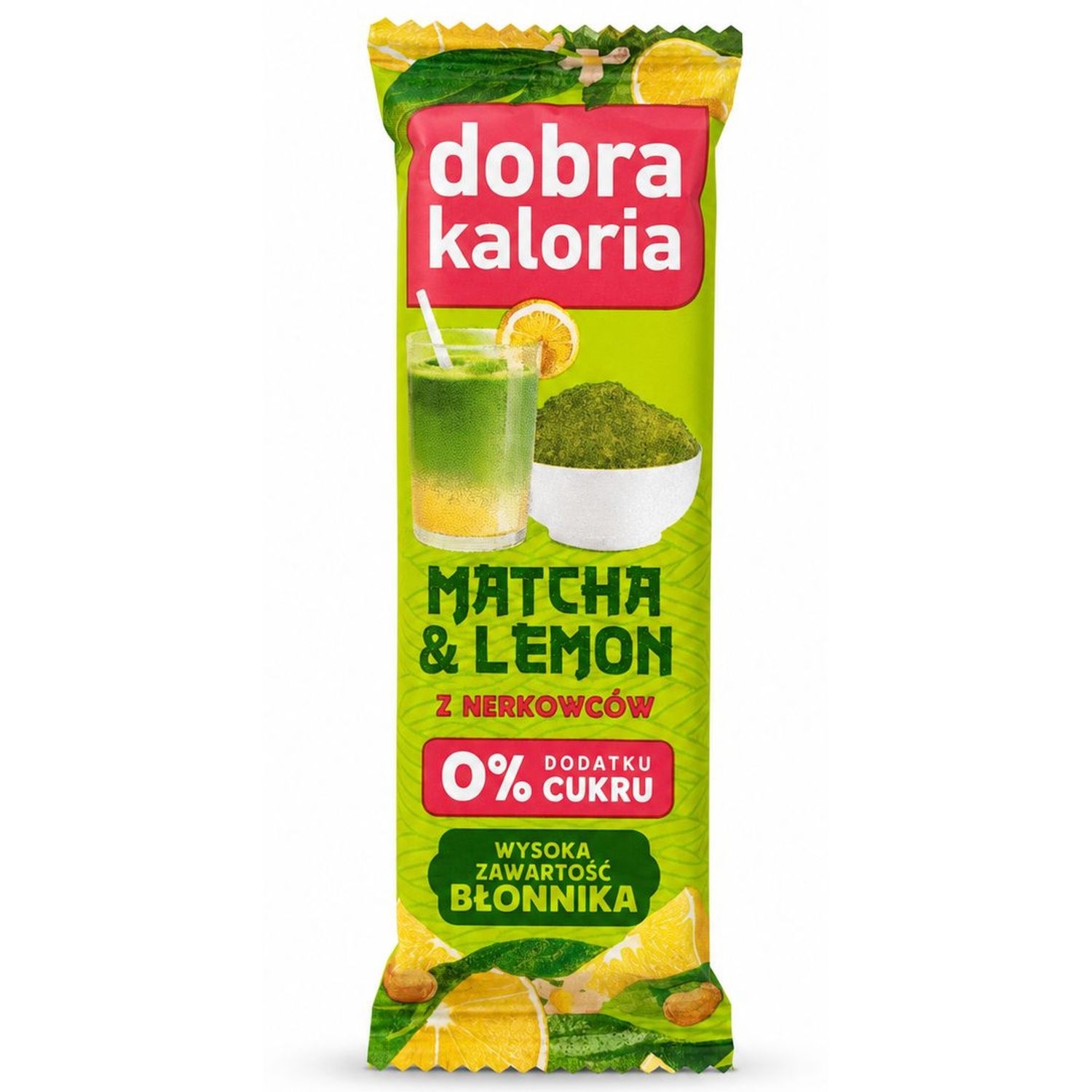 Baton Owocowo-Orzechowy o Smaku Cytrynowym z Herbatą Matcha Bez Dodatku Cukru 35 g - Dobra Kaloria