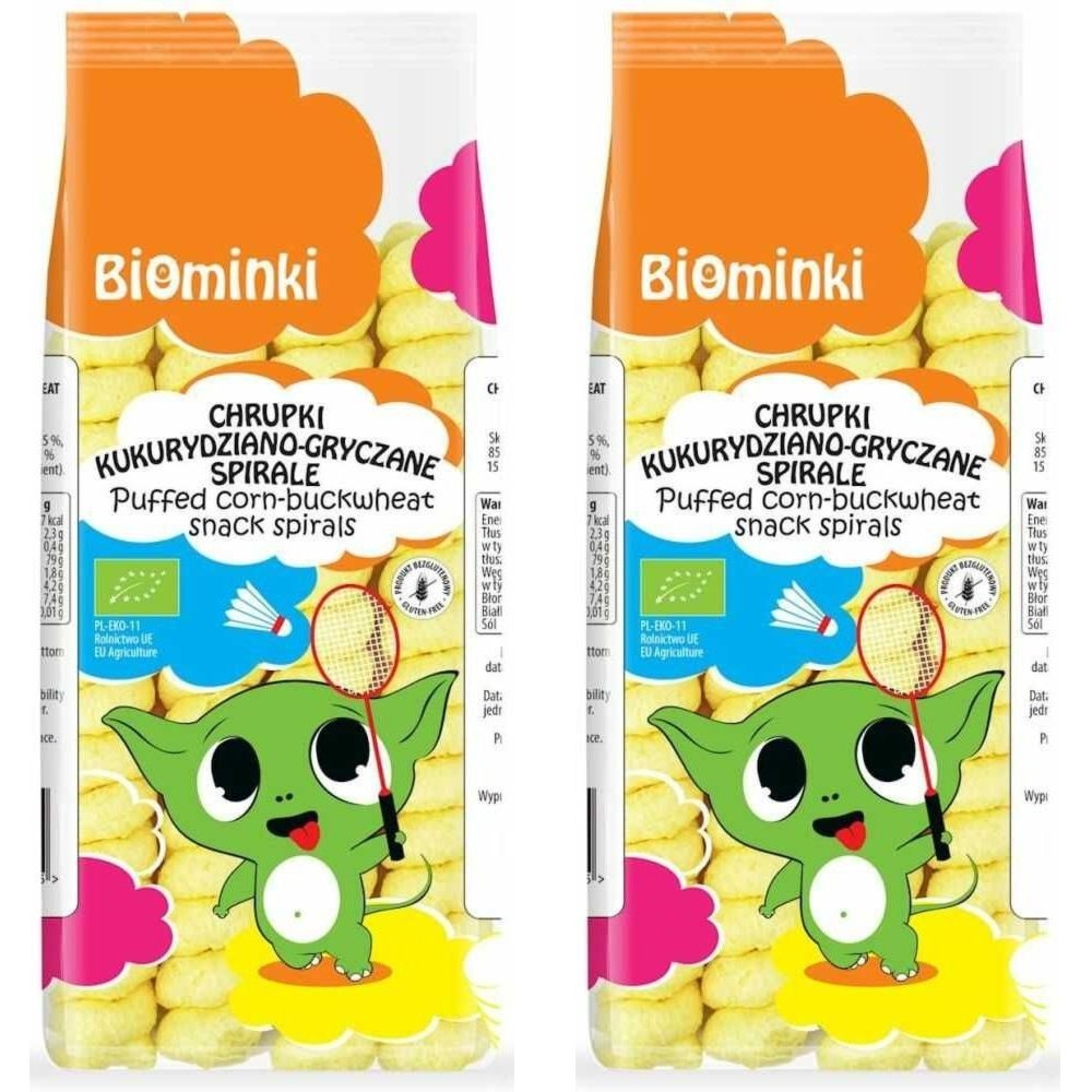 2 x Chrupki Kukurydziano-Gryczane Spirale Bezglutenowe Bio 60 g - Biominki