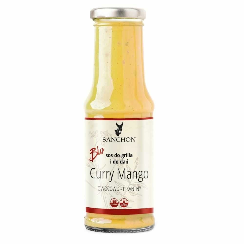 Sos do Grilla i Dań CURRY MANGO Owocowo - Pikantny Bio 210 ml - Sanchon