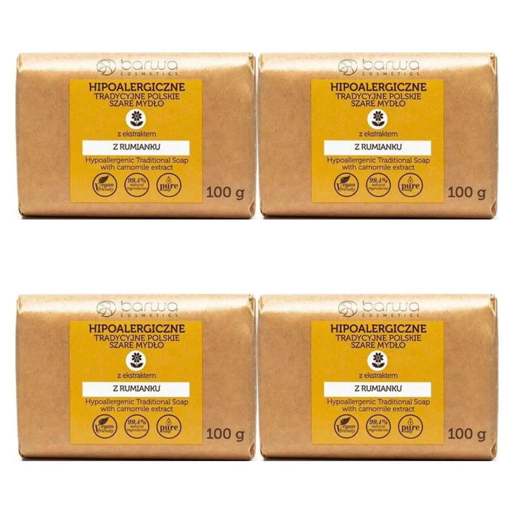 4 x Tradycyjne Polskie Szare Mydło z Ekstraktem z Rumianku 100 g - Barwa