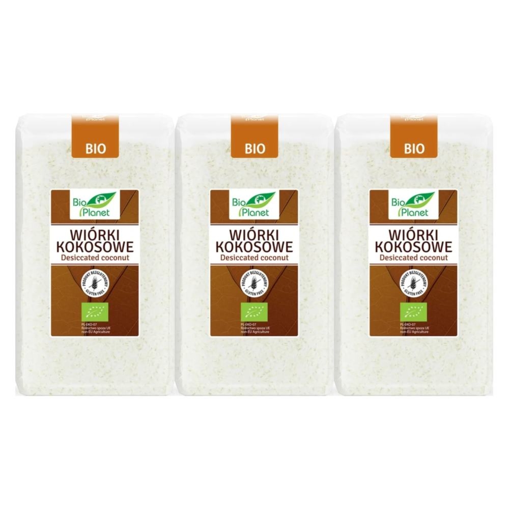 3 x Wiórki Kokosowe Bezglutenowe Bio 500 g - Bio Planet