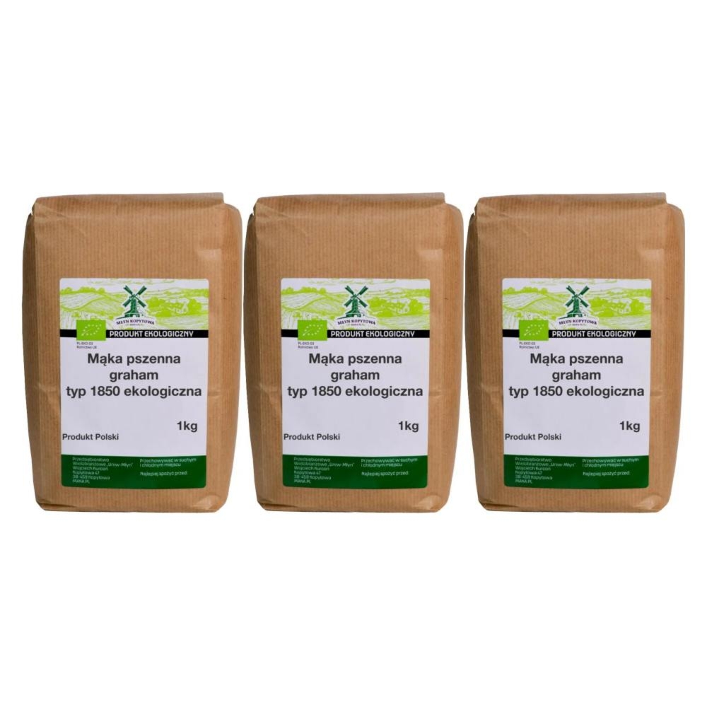 3 x Mąka Pszenna Graham Typ 1850 Eko 1 kg - Młyn Kopytowa