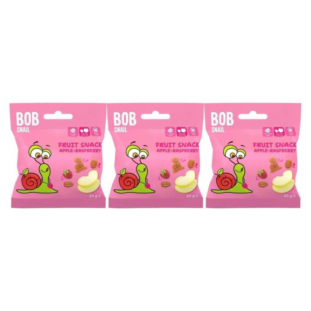 3 x Przekąska Jabłko Malina Bez Dodatku Cukru 20 g - Bod Snail