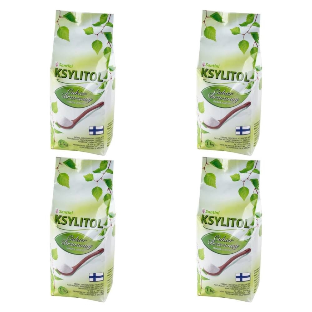 Zestaw 4 x Ksylitol C Krystaliczny 1 kg - Torebka - Santini 