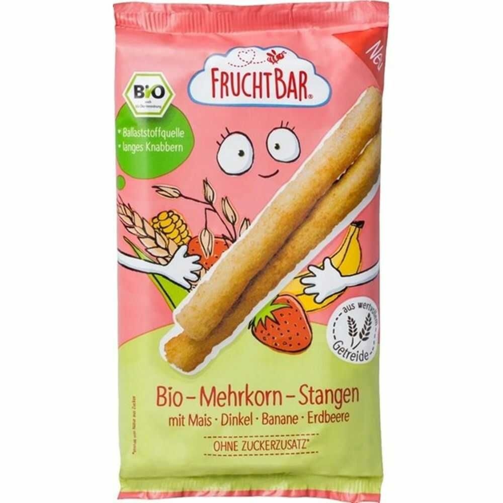 Paluchy Wielozbożowe Truskawkowo-Bananowe Bio 30 g - FruchtBar