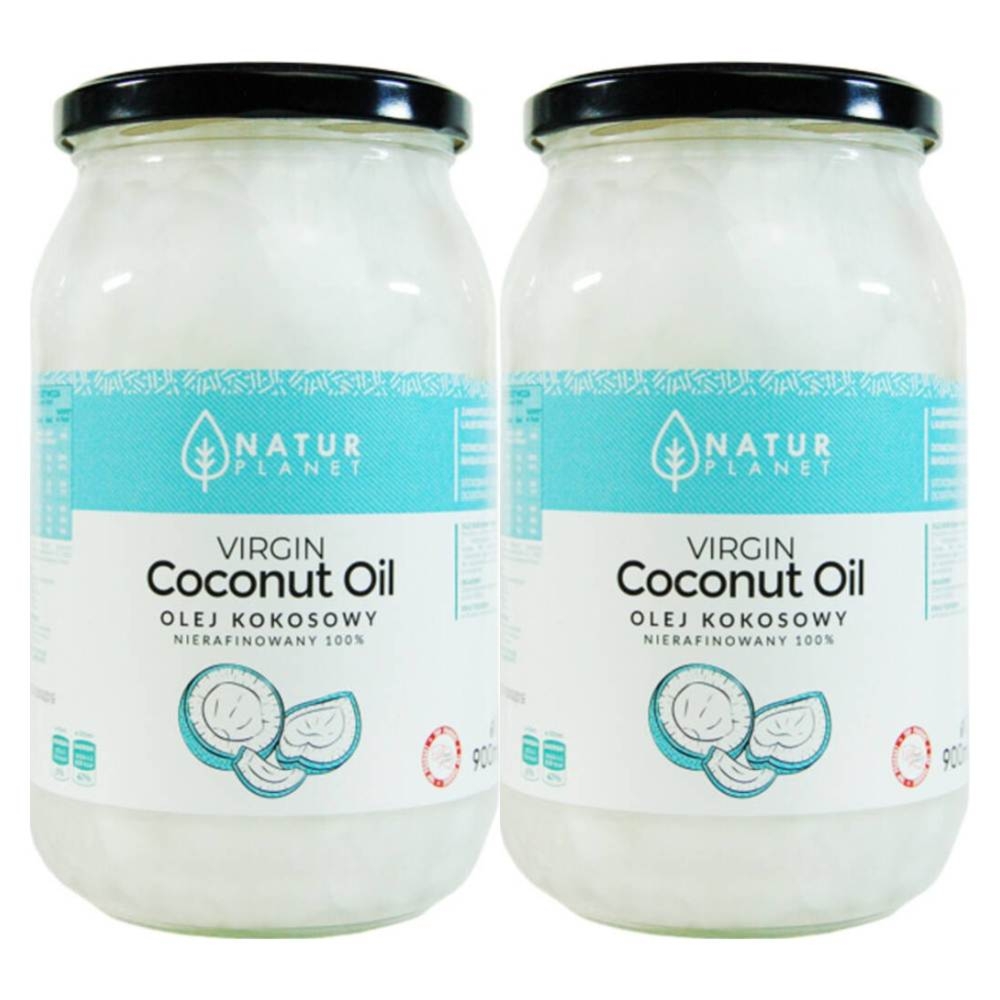 2 x Olej Kokosowy Nierafinowany Virgin 100% Tłoczony na Zimno 900 ml - Natur Planet