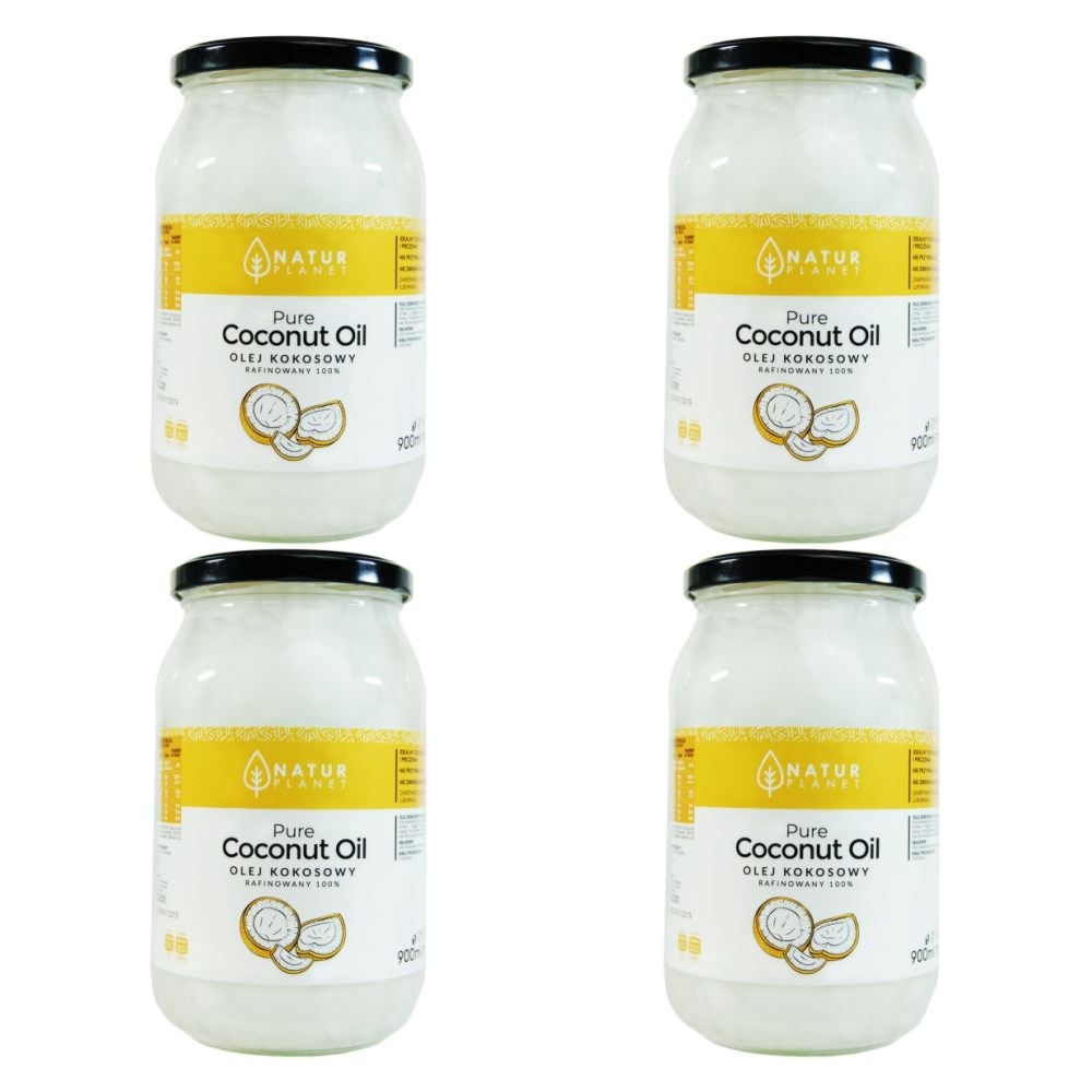 Zestaw 4 x Olej Kokosowy Bezzapachowy Rafinowany 900 ml  -  Natur Planet