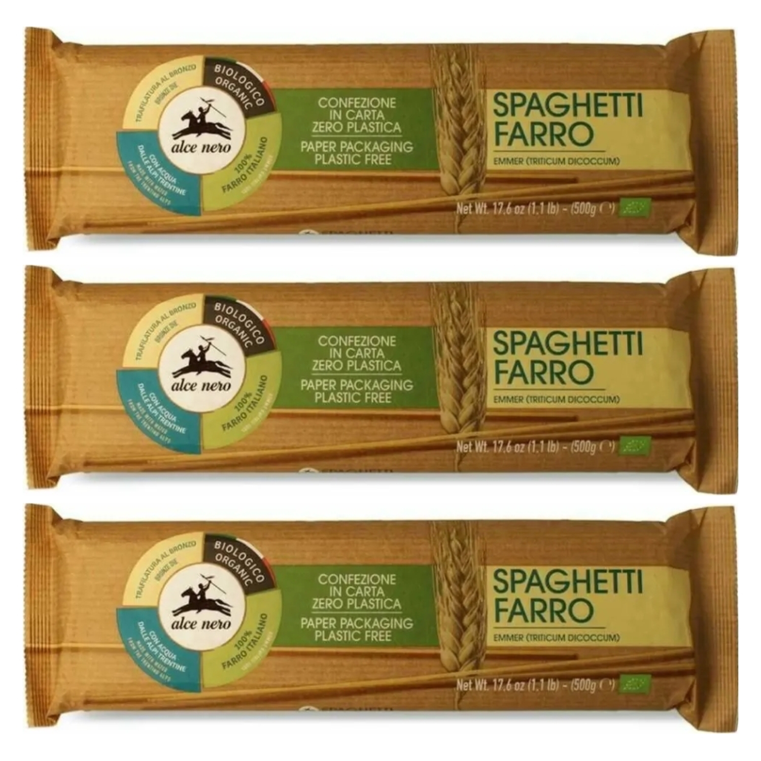3 x Makaron Spaghetti z Płaskurki Bio 500 g - Alce Nero