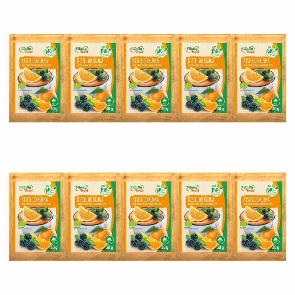 10 x Kisiel do Kubka Smak Pomarańczowy z Kawałkami Jeżyn BIO 30 g - Vitally Food