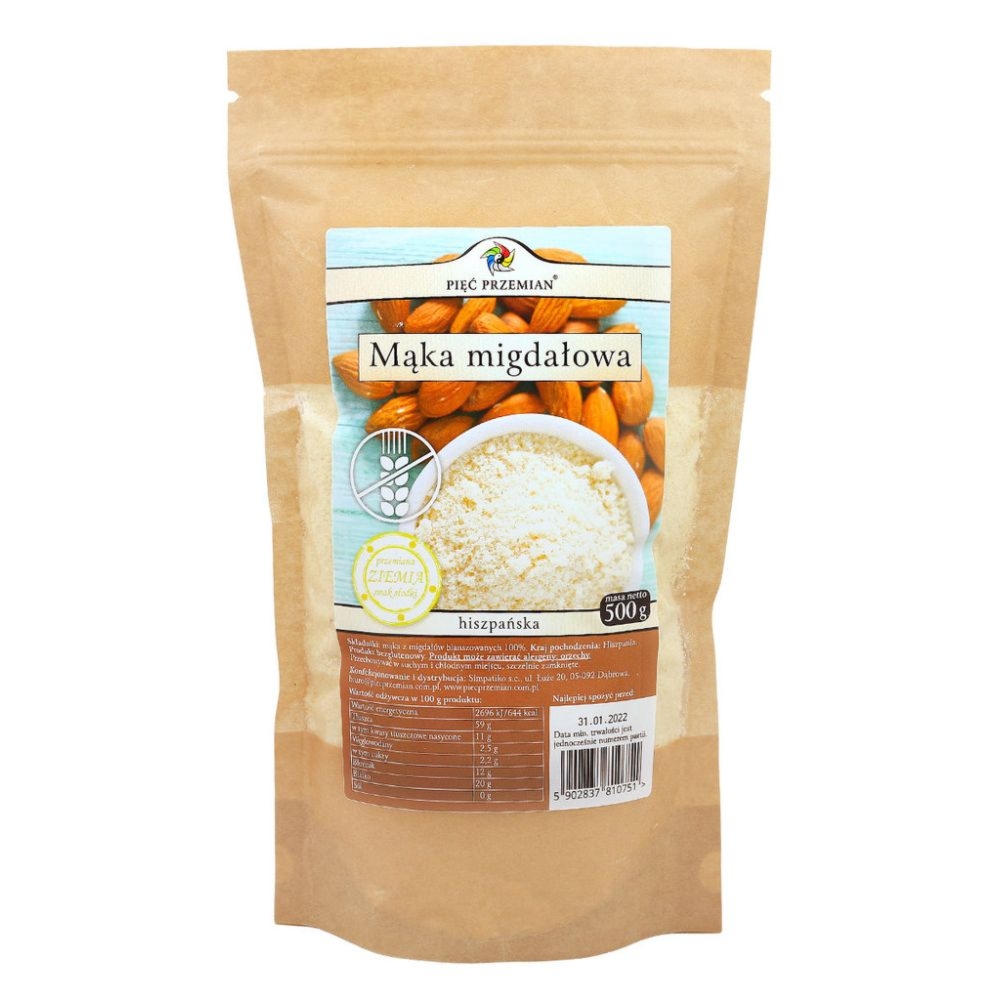 Mąka Migdałowa Bezglutenowa 500 g - Pięć Przemian