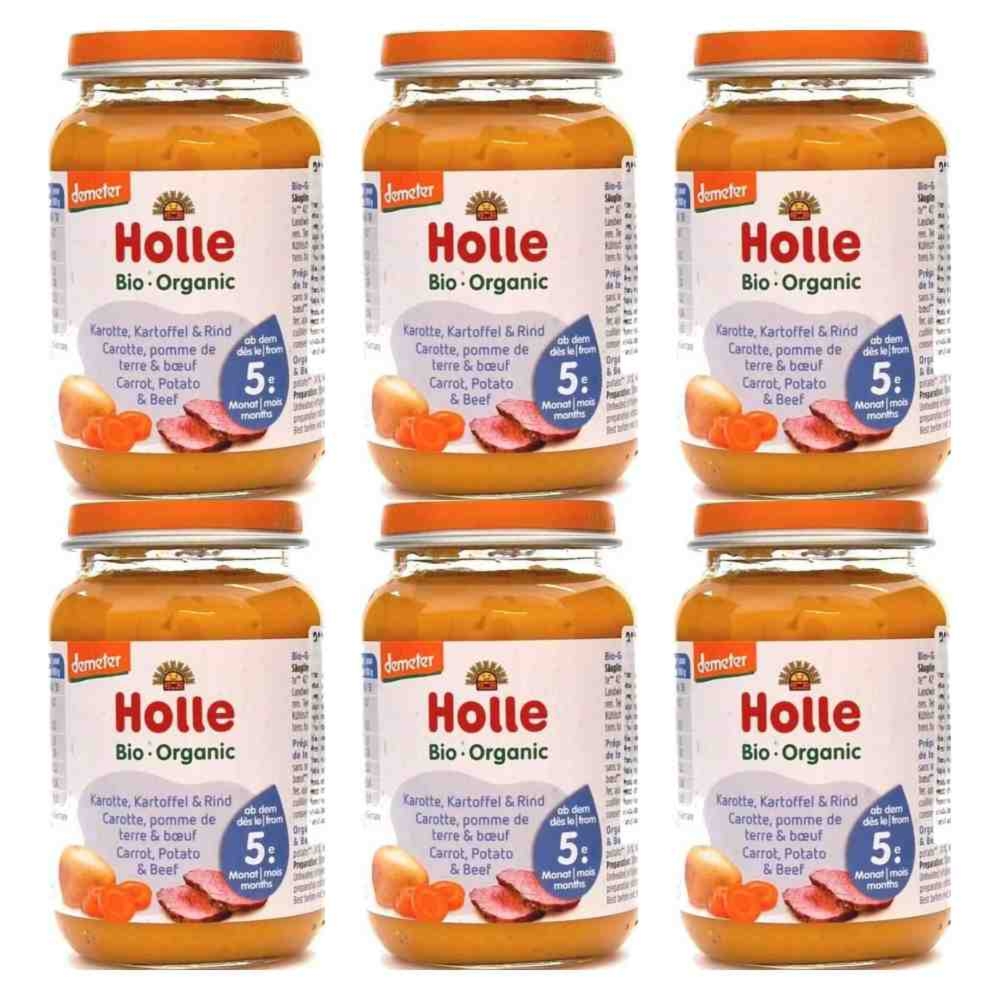 6 x Danie dla Niemowląt z Wołowiną Bio Demeter 190 g - Holle