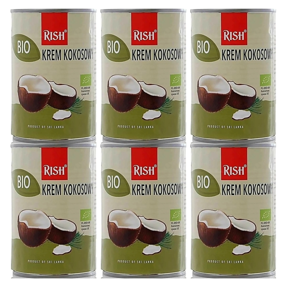 6 x Krem Kokosowy 17% Tłuszczu Bio 400 ml - Rish