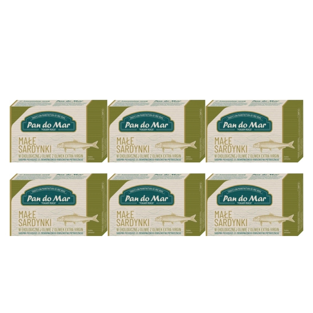 6 x Sardynki w Bio Oliwie z Oliwek 120 g (90 g)  - Pan Do Mar