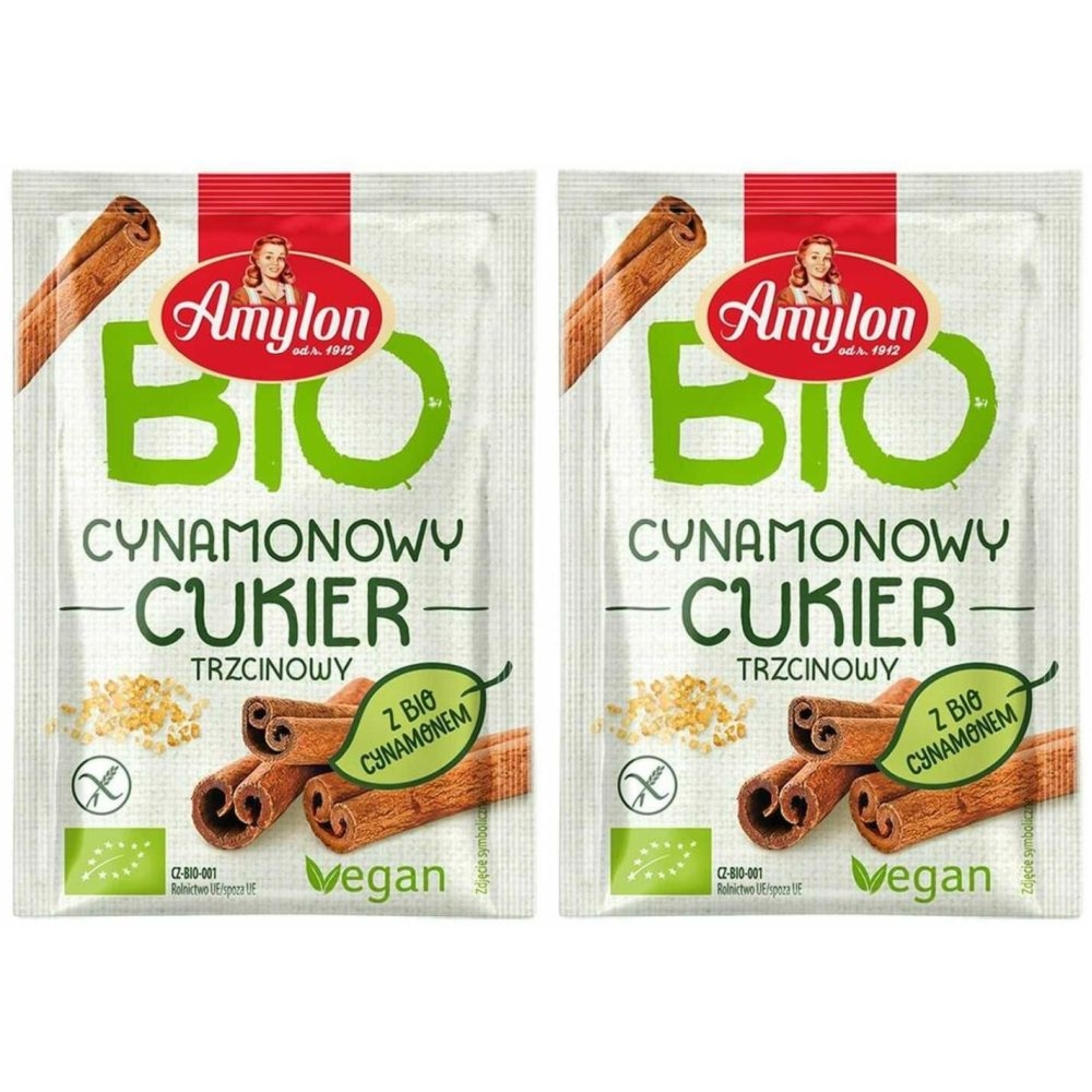 2 x Cukier Cynamonowy Trzcinowy Bezglutenowy Bio 20 g - Amylon
