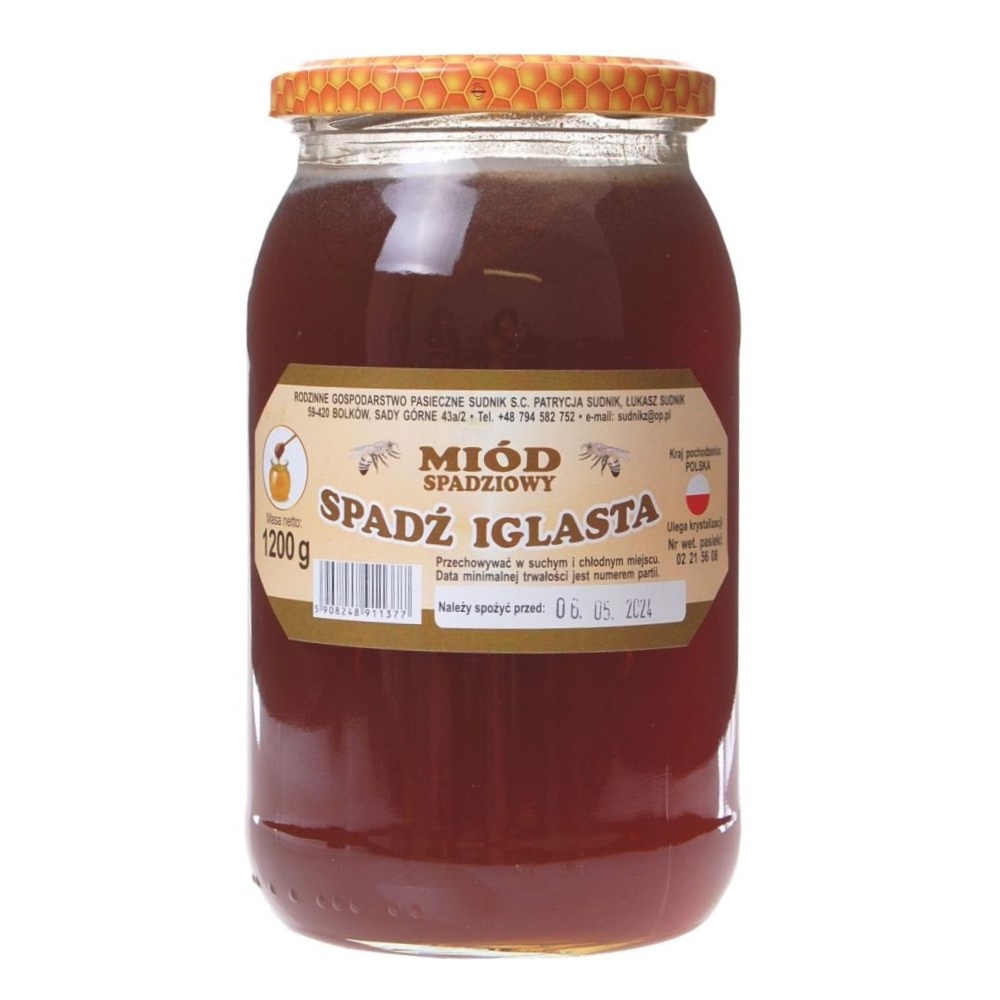 Miód Spadziowy 1,2 kg Pasieka Sudnik